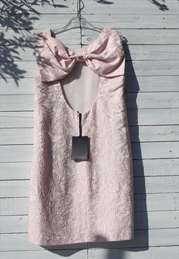 Roberto Cavalli soft pink brocade jacquard floral chic dress