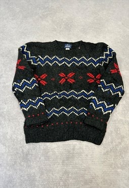 Vintage Woolrich Knitted Jumper Patterned Grandad Sweater