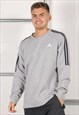 Vintage Adidas Sweatshirt in Grey Crewneck Jumper Large