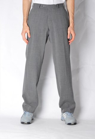 VINTAGE 90S GREY VIRGIN WOOL BLEND PANTS