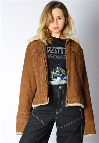 VINTAGE 90S BROWN CORDUROY WARM JACKET