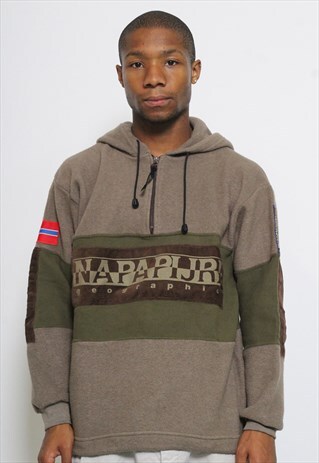 VINTAGE NAPAPIJIRI 1/4 ZIP HOODED FLEECE