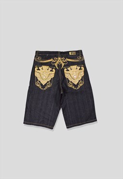 Vintage 90s Coogi Embroidered Baggy Denim Shorts in Black