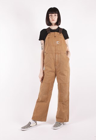 VINTAGE CARHARTT TAN BROWN RELAXED WORKER DUNGAREES /NN2256