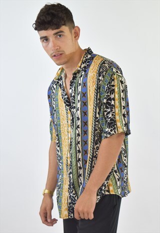 VINTAGE MULTI COLOUR 90S PATTERN SUMMER SHIRT
