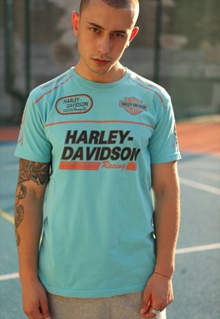 VINTAGE HARLEY DAVIDSON T-SHIRT BLUE LOGO
