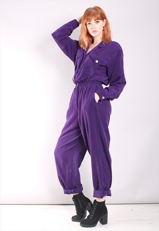 VINTAGE 80S PURPLE SOFT FEEL BOILERSUIT JUMPSUIT