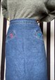 VINTAGE 80S DENIM MIDI SKIRT WITH POCKETS, UK14/16 XLARGE