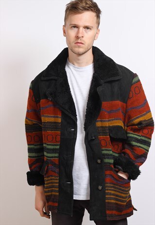 VINTAGE AZTEC FLEECE LINED JACKET