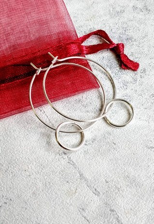MINIMALIST RING HOOP EARRINGS SILVER-TONE