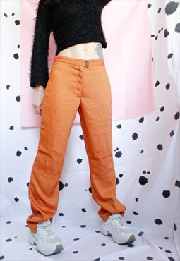 90s vintage y2k aesthetic orange pink light summer pants
