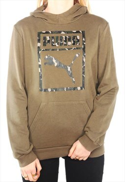 Puma  - Green Printed Spellout Hoodie - XLarge