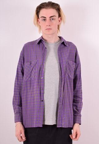 MENS VINTAGE SHIRT XL MULTI CHECK 90S