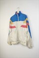 VINTAGE  CRAZY TRACK JACKET USA 80S IN WHITE M