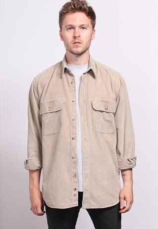 VINTAGE CORDUROY CORD SHIRT BEIGE