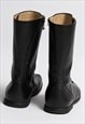 80S VINTAGE WOMAN BLACK HIGH SQUARE TOE BOOTS