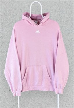 Vintage Adidas Pink Hoodie Pullover Centre Logo Mens Medium