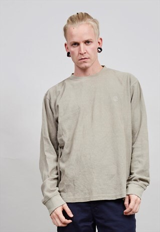 VINTAGE 90'S TIMBERLAND OVERSIZED KHAKI WAFFLE KNIT SWEATER