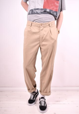 POLO RALPH LAUREN MENS VINTAGE TROUSERS W36 L32 BEIGE 90'S