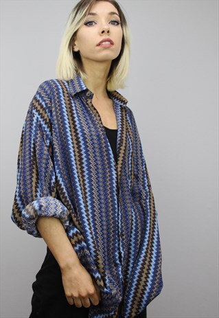 VINTAGE 80S/90S OVERSIZED PATTERNED SHIRT