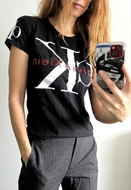 Y2KBig Logo Calvin Klein Slim T-shirt - L - XL