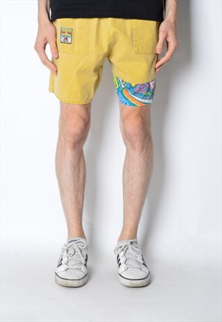 VINTAGE 90S MUSTARD COLOURFUL DETAIL SHORTS
