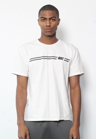 VINTAGE NIKE EMBROIDERED LOGO T-SHIRT WHITE