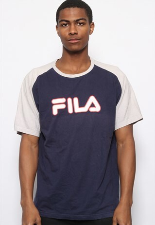 VINTAGE FILA BIG LOGO T-SHIRT NAVY BLUE