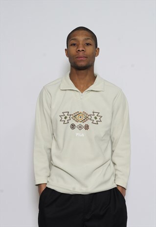 VINTAGE FILA 1/4 ZIP RIBBED FLEECE