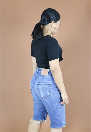 VINTAGE LEVI'S CUT OFF HIGH WAIST DENIM JEAN SHORTS