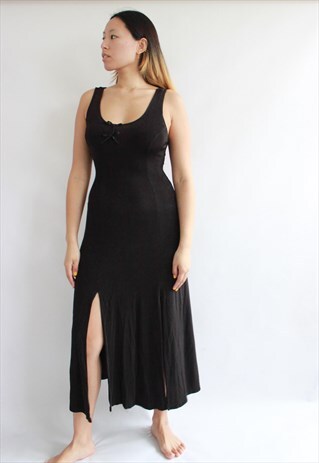 VINTAGE BLACK SHEER 90S LONG GRUNGE STYLE DRESS