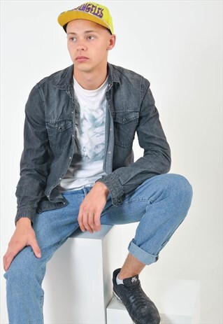 VINTAGE DENIM SHIRT IN BLACK