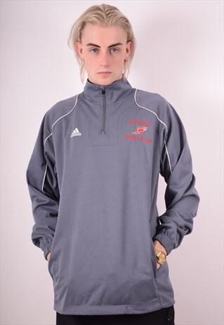 ADIDAS MENS VINTAGE TRACKSUIT TOP SMALL GREY 90S