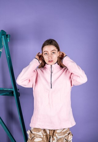 VINTAGE OLD NAVY FLEECE IN PINK WITH A 1/4 ZIP