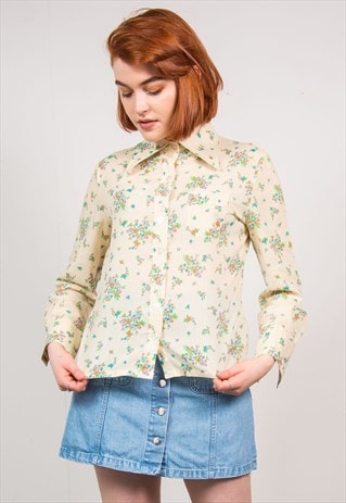 VINTAGE 70'S FLORAL PATTERN SHIRT