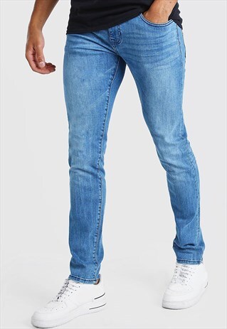 ESSENTIAL SLIM MAX SKINNY DENIM JEANS - MID WASH BLUE