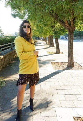 VINTAGE 80S LUISA SPAGNOLI LONG JACKET IN YELLOW