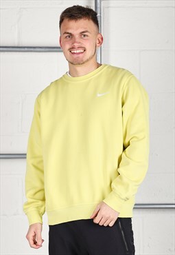 Vintage Nike Sweatshirt Yellow Pullover Lounge Jumper Large