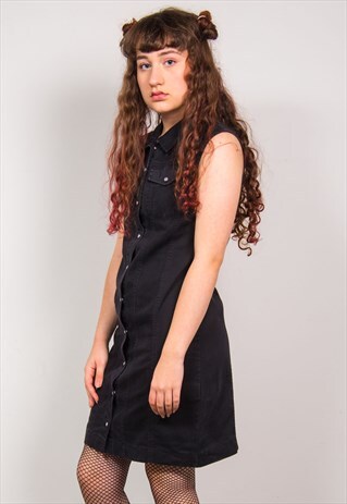 VINTAGE 90'S DENIM SNAP FASTEN SHIRT DRESS