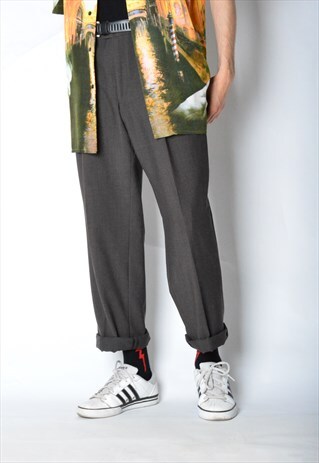 VINTAGE 90S BROWN WOOL BLEND PANTS