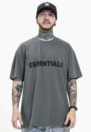 SIMPLE CHEST LETTER LOOSE ROUND NECK T-SHIRT