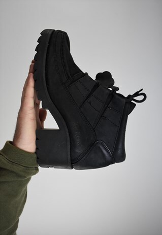 KICKERS BLACK LACE UP BOOTS