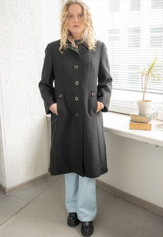 VINTAGE 70'S BLACK WOOL COAT