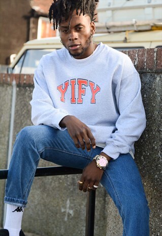 SPELL OUT LOGO SWEATSHIRT IN GREY