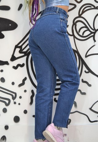 HIGH WAISTED DEEP BLUE DEMIN LEE JEANS