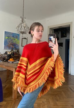 Vintage Red Poncho