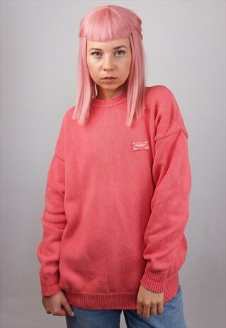VICINI VINTAGE 80'S COTTON KNIT OVERSIZED JUMPER IN PINK