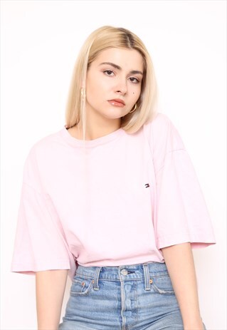 VINTAGE 90S TOMMY HILFIGER PINK TOP T-SHIRT