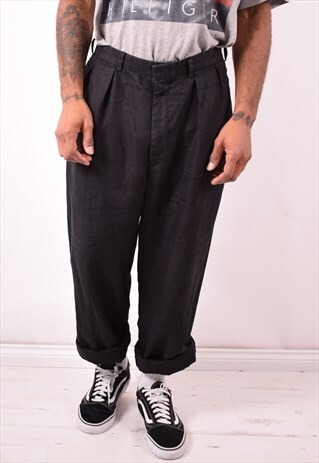 POLO RALPH LAUREN MENS VINTAGE TROUSERS W34 L32 BLACK 90S
