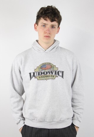 VINTAGE 90S GREY PRINT HOODIE